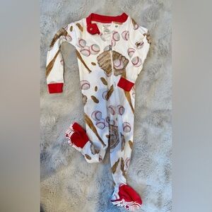 Burt’s Bees Baseball-Themed Kids One Piece Pajama Footie 12 Months NWOT